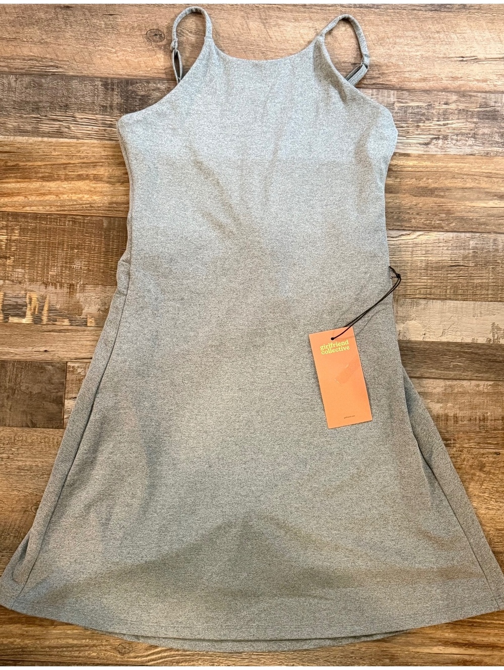 NWT Girlfriend Collective Gray Athletic Midi Dress Built In Shorts M